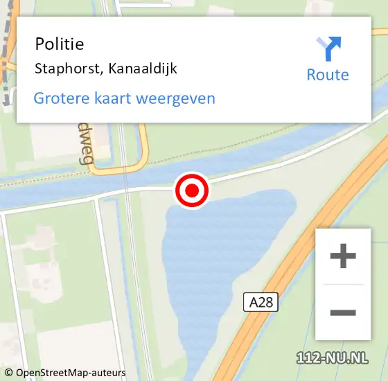 Locatie op kaart van de 112 melding: Politie Staphorst, Kanaaldijk op 4 december 2021 10:36