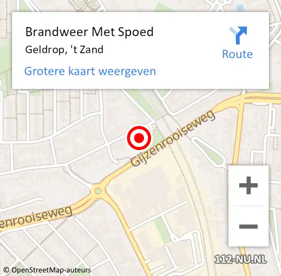 Locatie op kaart van de 112 melding: Brandweer Met Spoed Naar Geldrop, 't Zand op 4 december 2021 10:41