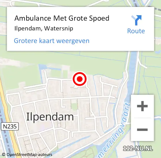 Locatie op kaart van de 112 melding: Ambulance Met Grote Spoed Naar Ilpendam, Watersnip op 4 december 2021 11:00