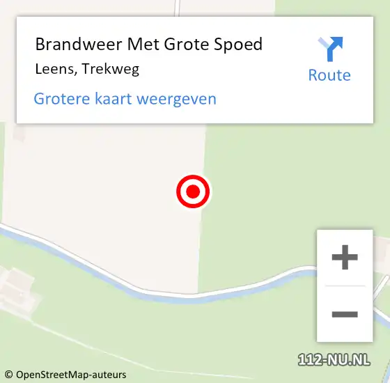 Locatie op kaart van de 112 melding: Brandweer Met Grote Spoed Naar Leens, Trekweg op 4 december 2021 11:31