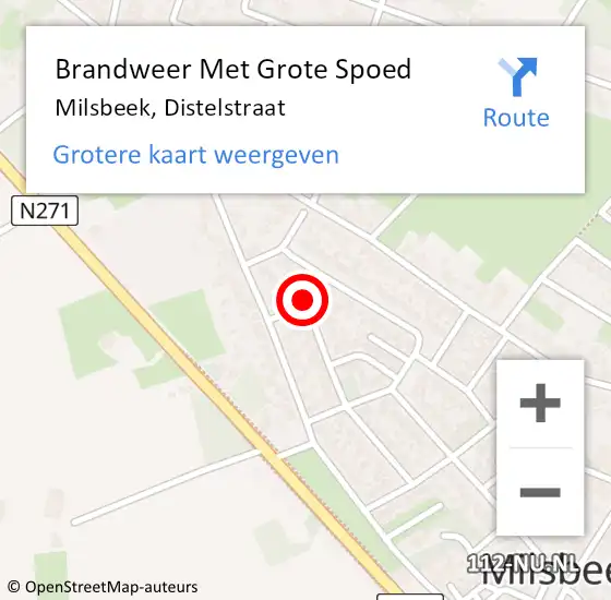 Locatie op kaart van de 112 melding: Brandweer Met Grote Spoed Naar Milsbeek, Distelstraat op 4 december 2021 11:32