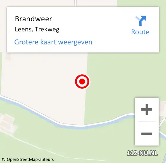 Locatie op kaart van de 112 melding: Brandweer Leens, Trekweg op 4 december 2021 11:34