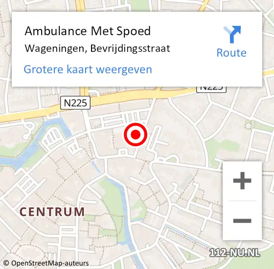Locatie op kaart van de 112 melding: Ambulance Met Spoed Naar Wageningen, Bevrijdingsstraat op 4 december 2021 12:47