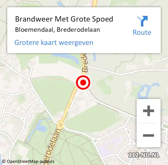 Locatie op kaart van de 112 melding: Brandweer Met Grote Spoed Naar Bloemendaal, Brederodelaan op 4 december 2021 13:29