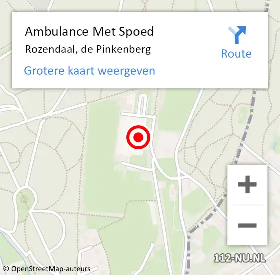 Locatie op kaart van de 112 melding: Ambulance Met Spoed Naar Rozendaal, de Pinkenberg op 4 december 2021 13:44