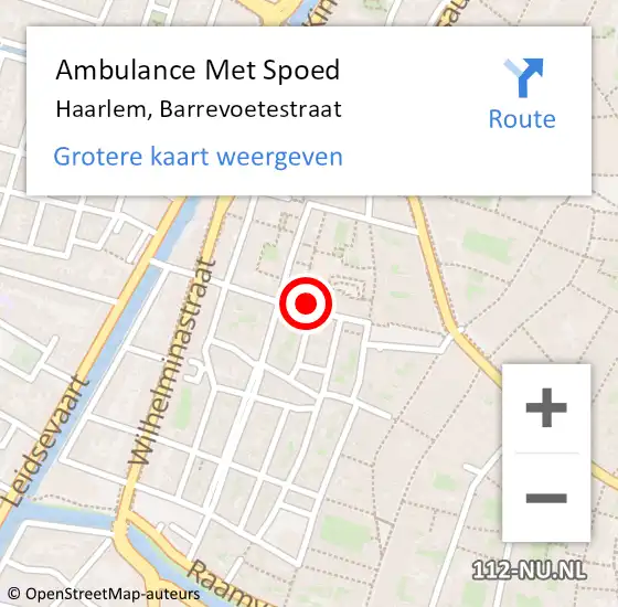 Locatie op kaart van de 112 melding: Ambulance Met Spoed Naar Haarlem, Barrevoetestraat op 4 december 2021 14:17