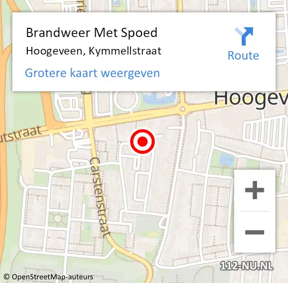 Locatie op kaart van de 112 melding: Brandweer Met Spoed Naar Hoogeveen, Kymmellstraat op 4 december 2021 14:20