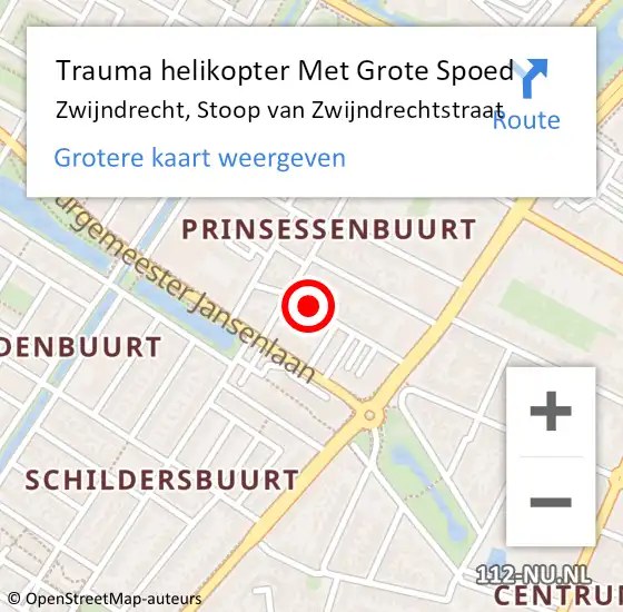 Locatie op kaart van de 112 melding: Trauma helikopter Met Grote Spoed Naar Zwijndrecht, Stoop van Zwijndrechtstraat op 4 december 2021 14:43