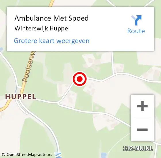 Locatie op kaart van de 112 melding: Ambulance Met Spoed Naar Winterswijk Huppel op 4 december 2021 14:47