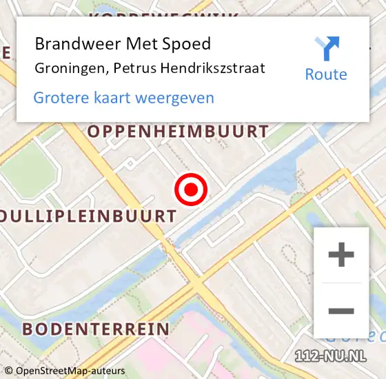 Locatie op kaart van de 112 melding: Brandweer Met Spoed Naar Groningen, Petrus Hendrikszstraat op 4 december 2021 15:08