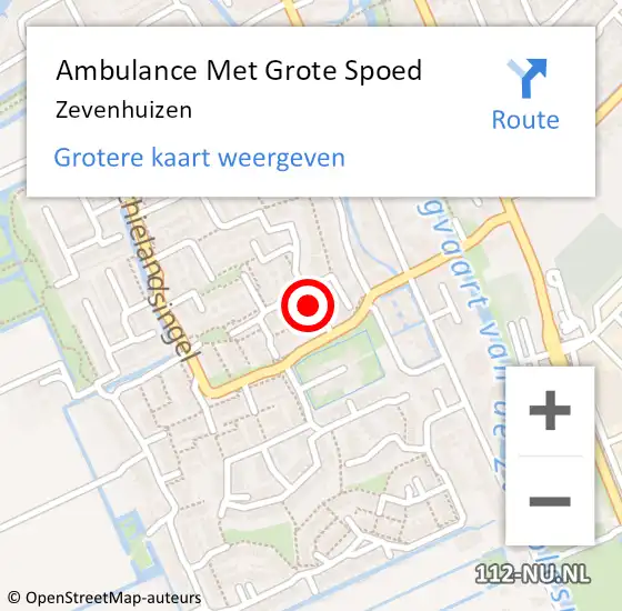 Locatie op kaart van de 112 melding: Ambulance Met Grote Spoed Naar Zevenhuizen op 4 december 2021 15:36