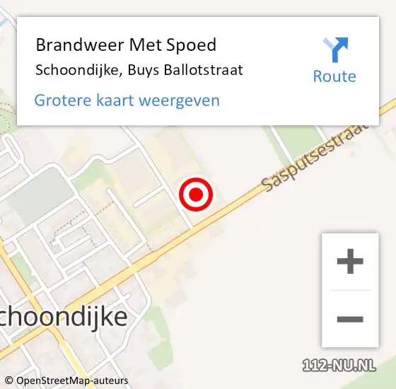 Locatie op kaart van de 112 melding: Brandweer Met Spoed Naar Schoondijke, Buys Ballotstraat op 4 december 2021 15:40