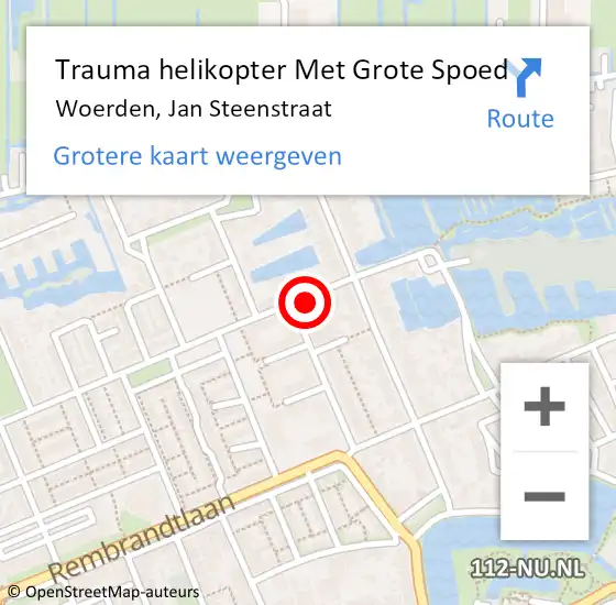 Locatie op kaart van de 112 melding: Trauma helikopter Met Grote Spoed Naar Woerden, Jan Steenstraat op 4 december 2021 15:44