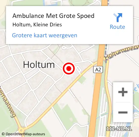 Locatie op kaart van de 112 melding: Ambulance Met Grote Spoed Naar Holtum, Kleine Dries op 1 juli 2014 11:23