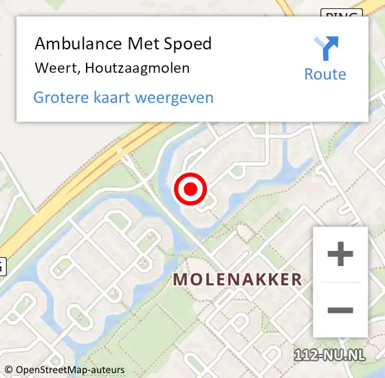 Locatie op kaart van de 112 melding: Ambulance Met Spoed Naar Weert, Houtzaagmolen op 4 december 2021 16:16