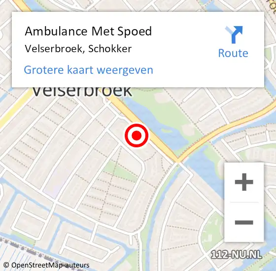 Locatie op kaart van de 112 melding: Ambulance Met Spoed Naar Velserbroek, Schokker op 4 december 2021 16:19