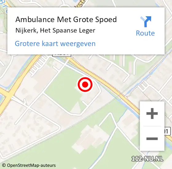 Locatie op kaart van de 112 melding: Ambulance Met Grote Spoed Naar Nijkerk, Het Spaanse Leger op 4 december 2021 16:20