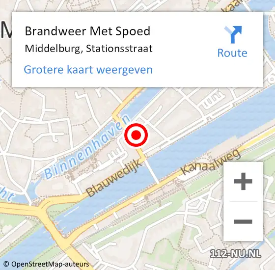 Locatie op kaart van de 112 melding: Brandweer Met Spoed Naar Middelburg, Stationsstraat op 4 december 2021 16:22