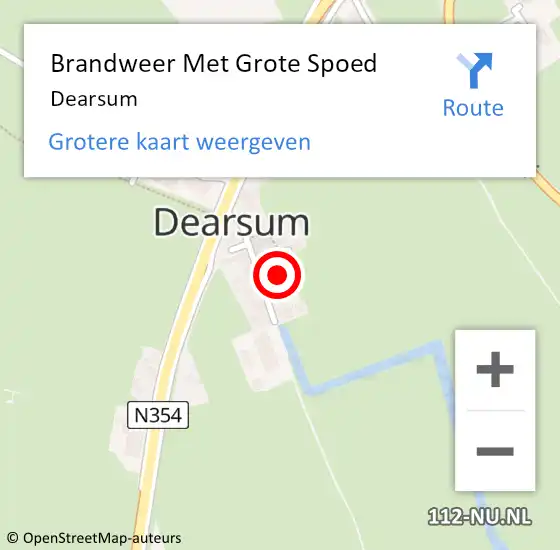 Locatie op kaart van de 112 melding: Brandweer Met Grote Spoed Naar Dearsum op 4 december 2021 16:34