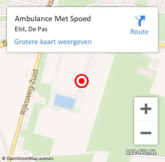 Locatie op kaart van de 112 melding: Ambulance Met Spoed Naar Elst, De Pas op 4 december 2021 16:45