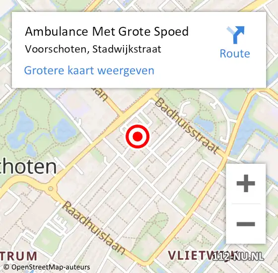 Locatie op kaart van de 112 melding: Ambulance Met Grote Spoed Naar Voorschoten, Stadwijkstraat op 4 december 2021 17:17