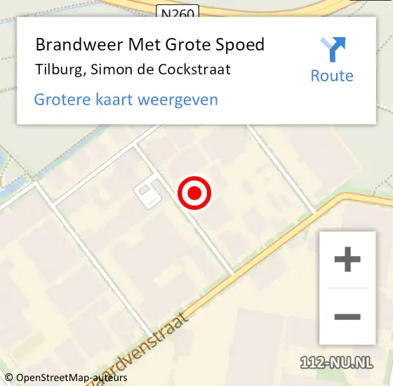 Locatie op kaart van de 112 melding: Brandweer Met Grote Spoed Naar Tilburg, Simon de Cockstraat op 4 december 2021 17:20