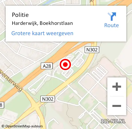 Locatie op kaart van de 112 melding: Politie Harderwijk, Boekhorstlaan op 4 december 2021 17:24