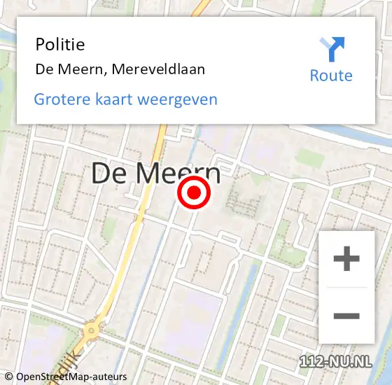 Locatie op kaart van de 112 melding: Politie De Meern, Mereveldlaan op 4 december 2021 17:27