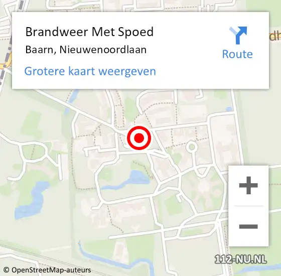 Locatie op kaart van de 112 melding: Brandweer Met Spoed Naar Baarn, Nieuwenoordlaan op 4 december 2021 17:29