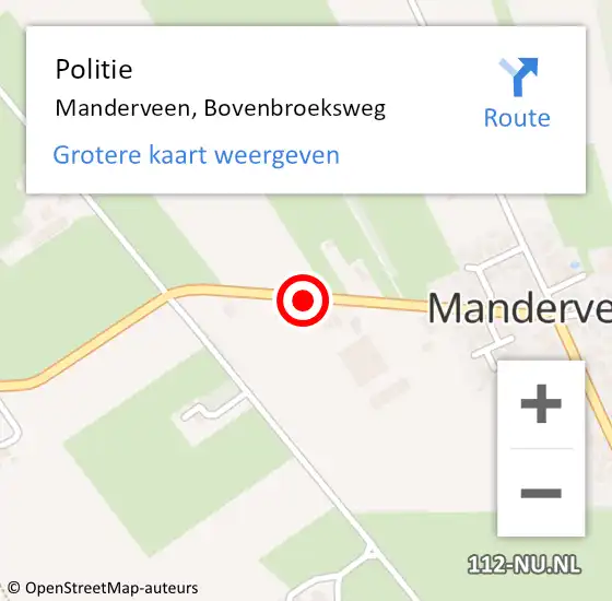 Locatie op kaart van de 112 melding: Politie Manderveen, Bovenbroeksweg op 4 december 2021 17:32