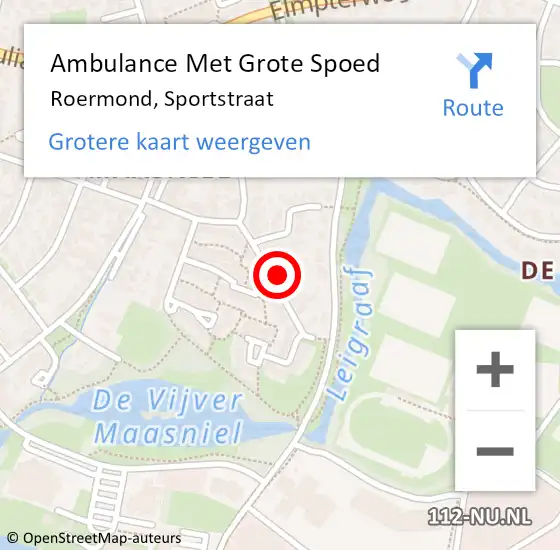 Locatie op kaart van de 112 melding: Ambulance Met Grote Spoed Naar Roermond, Sportstraat op 4 december 2021 17:36