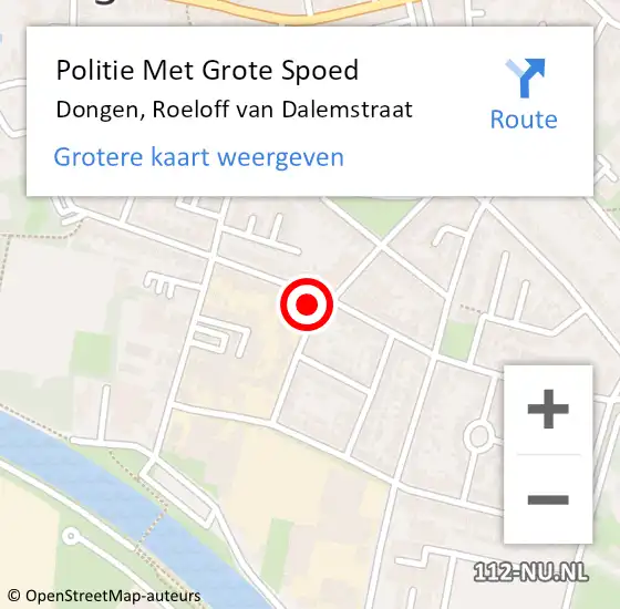 Locatie op kaart van de 112 melding: Politie Met Grote Spoed Naar Dongen, Roeloff van Dalemstraat op 4 december 2021 17:48