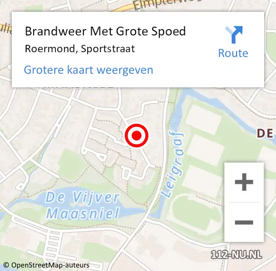 Locatie op kaart van de 112 melding: Brandweer Met Grote Spoed Naar Roermond, Sportstraat op 4 december 2021 17:52