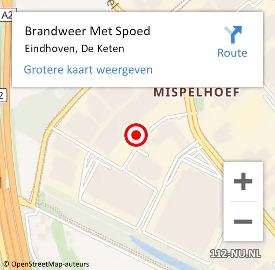 Locatie op kaart van de 112 melding: Brandweer Met Spoed Naar Eindhoven, De Keten op 4 december 2021 17:59