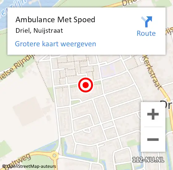 Locatie op kaart van de 112 melding: Ambulance Met Spoed Naar Driel, Nuijstraat op 4 december 2021 18:01