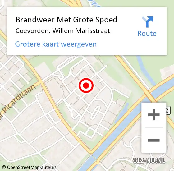 Locatie op kaart van de 112 melding: Brandweer Met Grote Spoed Naar Coevorden, Willem Marisstraat op 4 december 2021 18:06