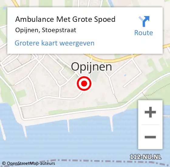 Locatie op kaart van de 112 melding: Ambulance Met Grote Spoed Naar Opijnen, Stoepstraat op 4 december 2021 18:21