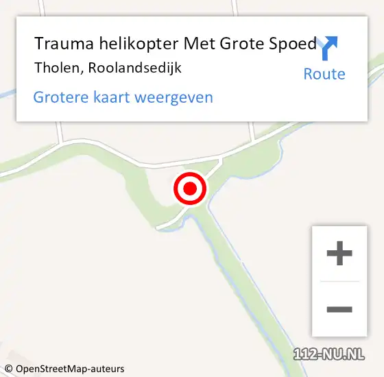 Locatie op kaart van de 112 melding: Trauma helikopter Met Grote Spoed Naar Tholen, Roolandsedijk op 4 december 2021 18:29