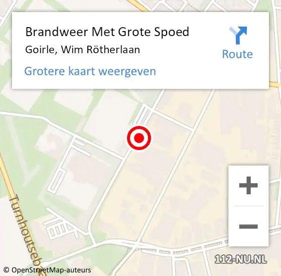 Locatie op kaart van de 112 melding: Brandweer Met Grote Spoed Naar Goirle, Wim Rötherlaan op 4 december 2021 18:30