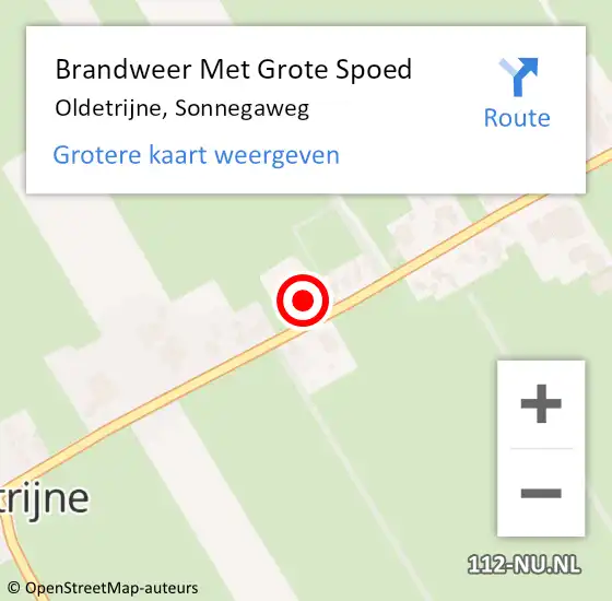 Locatie op kaart van de 112 melding: Brandweer Met Grote Spoed Naar Oldetrijne, Sonnegaweg op 4 december 2021 18:36