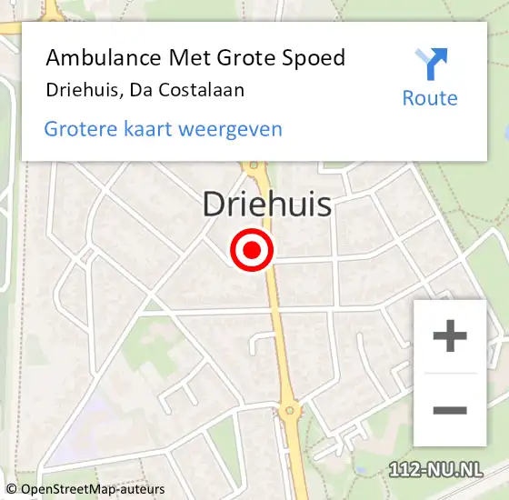 Locatie op kaart van de 112 melding: Ambulance Met Grote Spoed Naar Driehuis, Da Costalaan op 4 december 2021 19:40