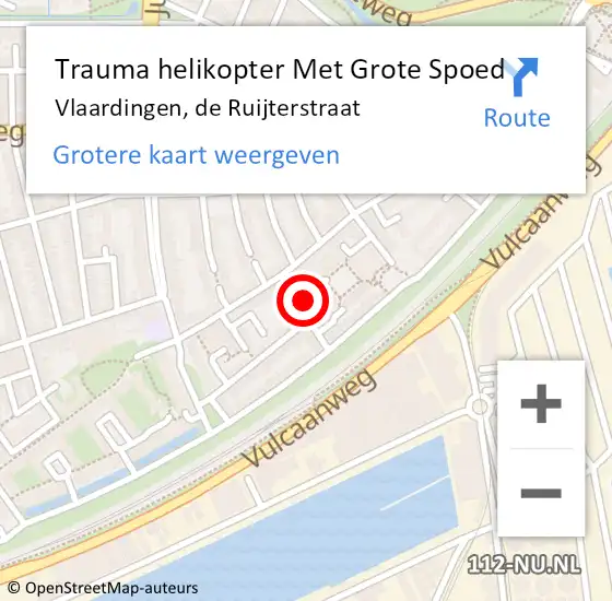 Locatie op kaart van de 112 melding: Trauma helikopter Met Grote Spoed Naar Vlaardingen, de Ruijterstraat op 4 december 2021 19:51