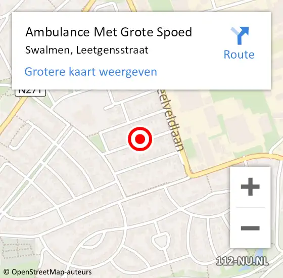 Locatie op kaart van de 112 melding: Ambulance Met Grote Spoed Naar Swalmen, Leetgensstraat op 4 december 2021 19:59