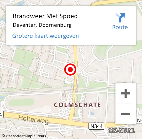 Locatie op kaart van de 112 melding: Brandweer Met Spoed Naar Deventer, Doornenburg op 4 december 2021 20:15