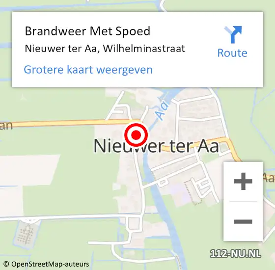 Locatie op kaart van de 112 melding: Brandweer Met Spoed Naar Nieuwer ter Aa, Wilhelminastraat op 4 december 2021 20:20