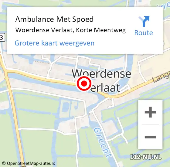 Locatie op kaart van de 112 melding: Ambulance Met Spoed Naar Woerdense Verlaat, Korte Meentweg op 4 december 2021 20:25