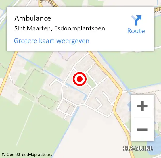 Locatie op kaart van de 112 melding: Ambulance Sint Maarten, Esdoornplantsoen op 4 december 2021 20:32