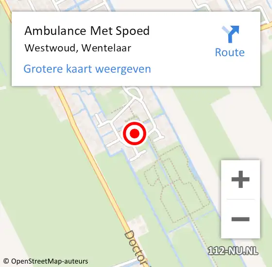 Locatie op kaart van de 112 melding: Ambulance Met Spoed Naar Westwoud, Wentelaar op 4 december 2021 20:37