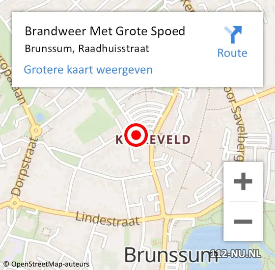 Locatie op kaart van de 112 melding: Brandweer Met Grote Spoed Naar Brunssum, Raadhuisstraat op 4 december 2021 20:43