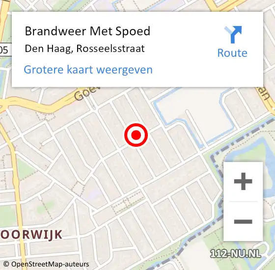 Locatie op kaart van de 112 melding: Brandweer Met Spoed Naar Den Haag, Rosseelsstraat op 4 december 2021 20:45